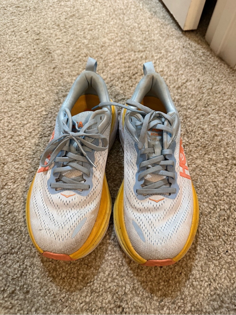 HOKA Light Blue and Yellow Women's Running Shoes